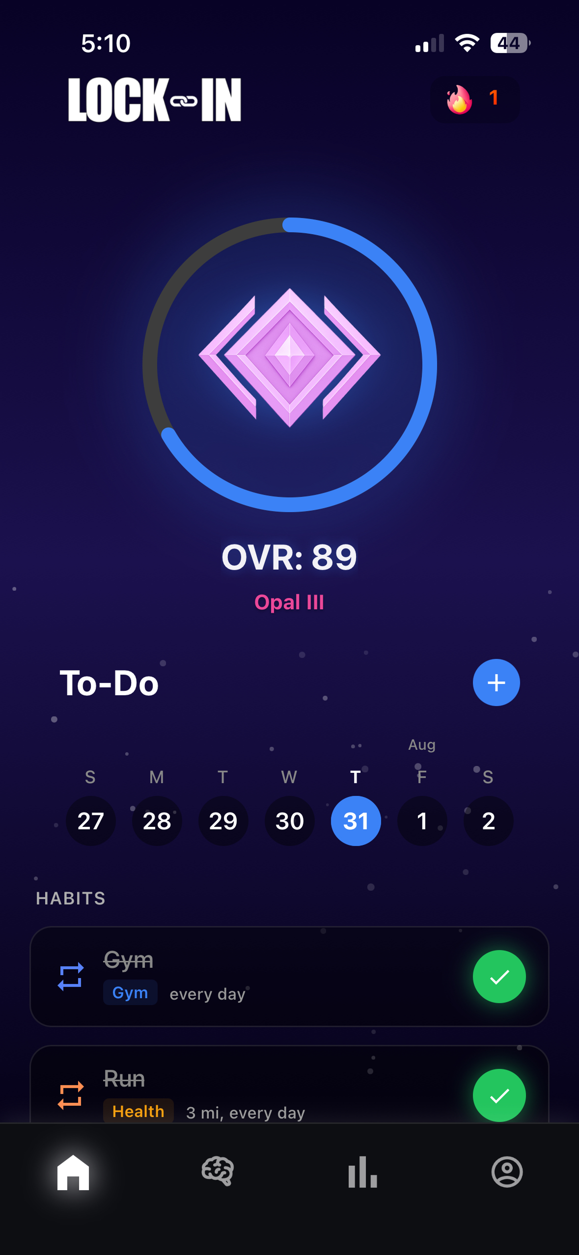 Lock In App Interface